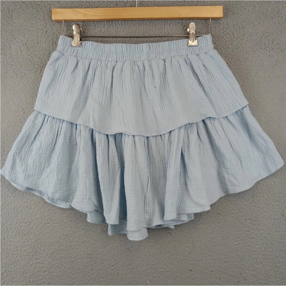 Drew light blue ruffle skirt
